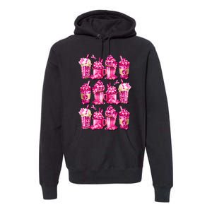 Pink Pattern Latte Love Graphic For Breast Cancer Awareness Premium Hoodie