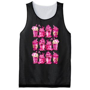 Pink Pattern Latte Love Graphic For Breast Cancer Awareness Mesh Reversible Basketball Jersey Tank