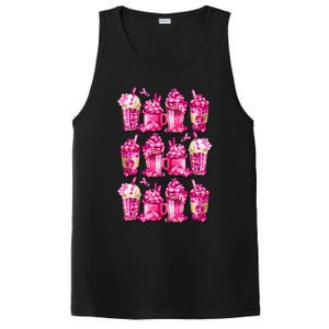 Pink Pattern Latte Love Graphic For Breast Cancer Awareness PosiCharge Competitor Tank