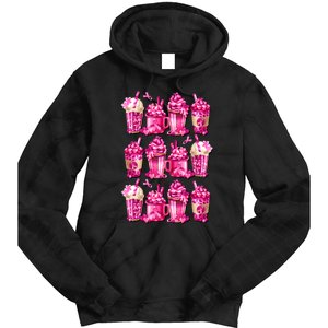 Pink Pattern Latte Love Graphic For Breast Cancer Awareness Tie Dye Hoodie