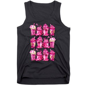 Pink Pattern Latte Love Graphic For Breast Cancer Awareness Tank Top