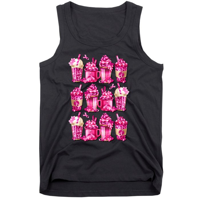 Pink Pattern Latte Love Graphic For Breast Cancer Awareness Tank Top