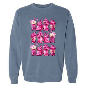 Pink Pattern Latte Love Graphic For Breast Cancer Awareness Garment-Dyed Sweatshirt