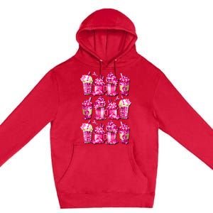 Pink Pattern Latte Love Graphic For Breast Cancer Awareness Premium Pullover Hoodie