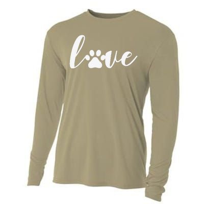 Paw Print Love Heart Funny Cool Dog Cat Mom Pet Animal Lover Cooling Performance Long Sleeve Crew