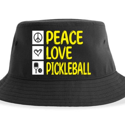 Pickleball Peace Love Pickleball Gift Sustainable Bucket Hat