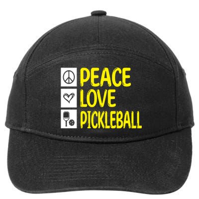 Pickleball Peace Love Pickleball Gift 7-Panel Snapback Hat