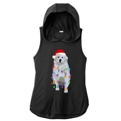 Patou Pyrenean Lights Xmas Great Pyrenees Christmas Ladies PosiCharge Tri-Blend Wicking Draft Hoodie Tank