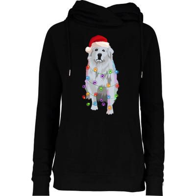 Patou Pyrenean Lights Xmas Great Pyrenees Christmas Womens Funnel Neck Pullover Hood