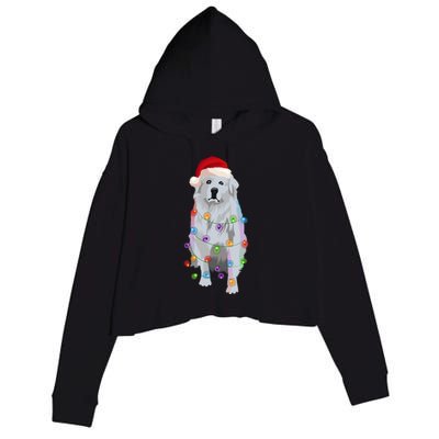 Patou Pyrenean Lights Xmas Great Pyrenees Christmas Crop Fleece Hoodie