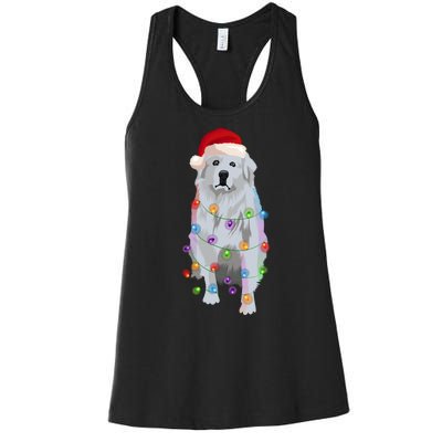 Patou Pyrenean Lights Xmas Great Pyrenees Christmas Women's Racerback Tank