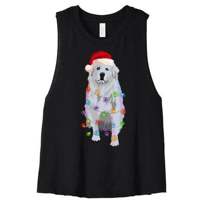 Patou Pyrenean Lights Xmas Great Pyrenees Christmas Women's Racerback Cropped Tank