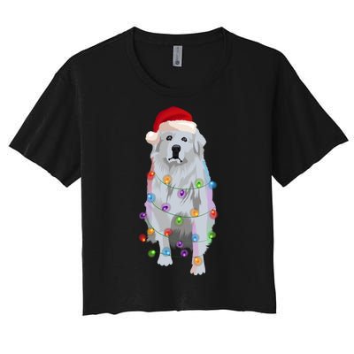 Patou Pyrenean Lights Xmas Great Pyrenees Christmas Women's Crop Top Tee