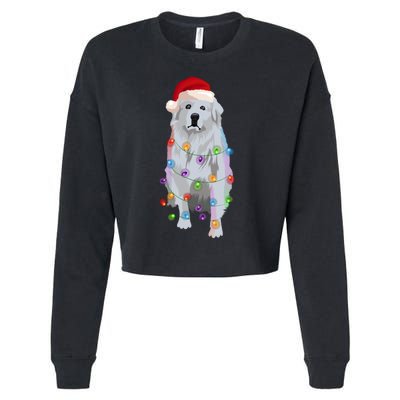 Patou Pyrenean Lights Xmas Great Pyrenees Christmas Cropped Pullover Crew