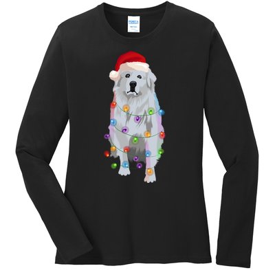 Patou Pyrenean Lights Xmas Great Pyrenees Christmas Ladies Long Sleeve Shirt