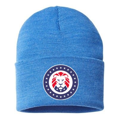 Patriot Party Lion Gift Sustainable Knit Beanie