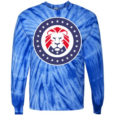 Patriot Party Lion Gift Tie-Dye Long Sleeve Shirt