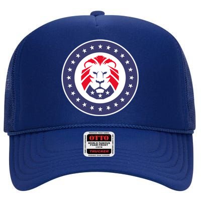 Patriot Party Lion Gift High Crown Mesh Back Trucker Hat