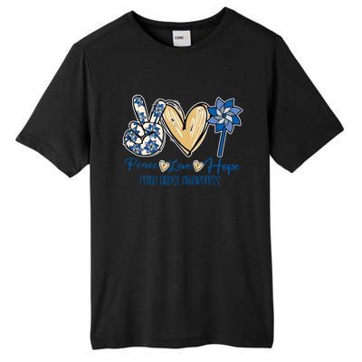 Pinwheel Peace Love Hope Abuse Prevention Awareness Gift Tall Fusion ChromaSoft Performance T-Shirt