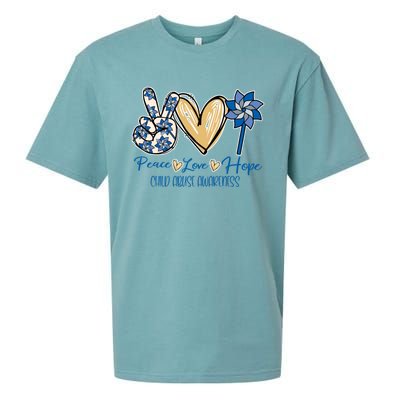 Pinwheel Peace Love Hope Abuse Prevention Awareness Gift Sueded Cloud Jersey T-Shirt