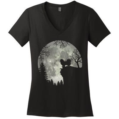 Pekingese Pekinese Moon Halloween Costume Women's V-Neck T-Shirt