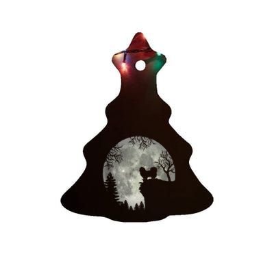 Pekingese Pekinese Moon Halloween Costume Ceramic Tree Ornament