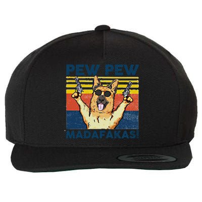 Pew Pew Madafakas Ger Shepherd Funny Gift Wool Snapback Cap