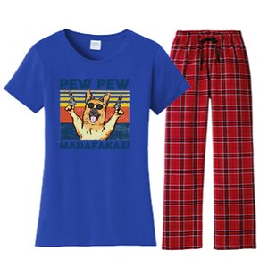 Pew Pew Madafakas Ger Shepherd Funny Gift Women's Flannel Pajama Set