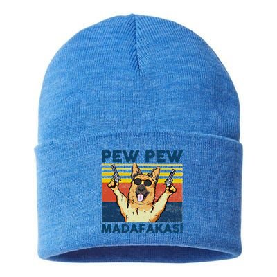 Pew Pew Madafakas Ger Shepherd Funny Gift Sustainable Knit Beanie