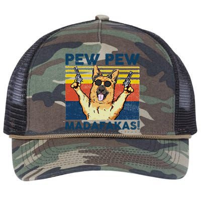 Pew Pew Madafakas Ger Shepherd Funny Gift Retro Rope Trucker Hat Cap