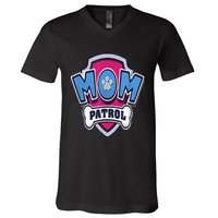 Paw P.A.T.R.O.L Mothers Day Mom Patrol Badge V-Neck T-Shirt