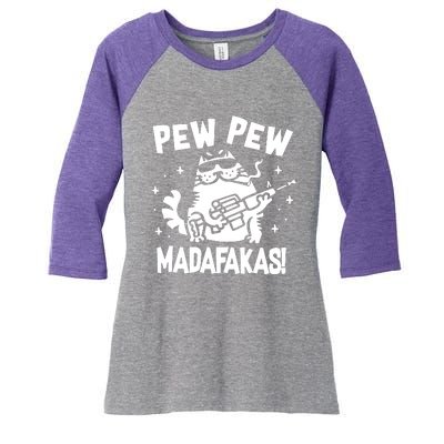 Pew Pew Madafakas Women's Tri-Blend 3/4-Sleeve Raglan Shirt