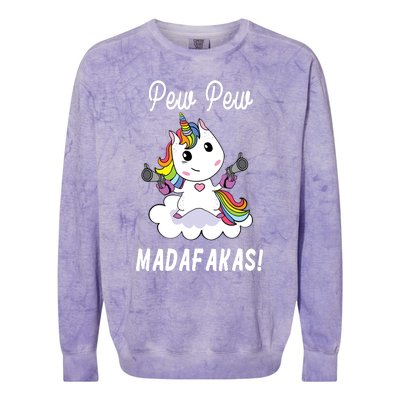 Pew Pew Madafakas Unicorn with Pistols Fantasy Colorblast Crewneck Sweatshirt