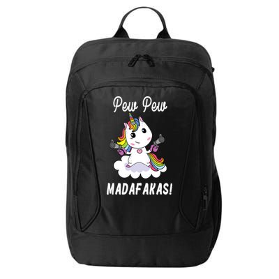 Pew Pew Madafakas Unicorn with Pistols Fantasy City Backpack