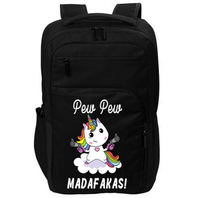 Pew Pew Madafakas Unicorn with Pistols Fantasy Impact Tech Backpack