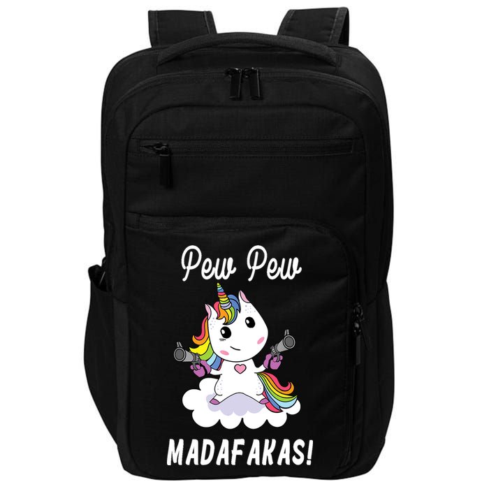 Pew Pew Madafakas Unicorn with Pistols Fantasy Impact Tech Backpack
