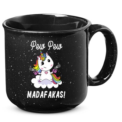 Pew Pew Madafakas Unicorn with Pistols Fantasy 15oz Campfire Ceramic Mug