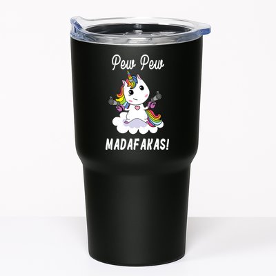 Pew Pew Madafakas Unicorn with Pistols Fantasy Tumbler