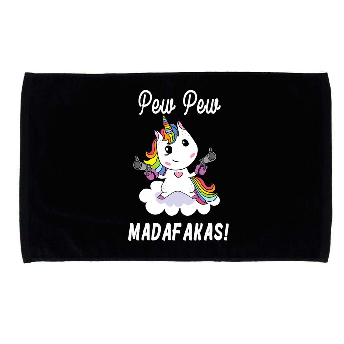 Pew Pew Madafakas Unicorn with Pistols Fantasy Microfiber Hand Towel