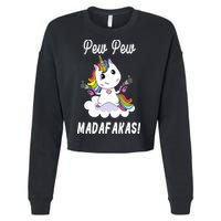 Pew Pew Madafakas Unicorn with Pistols Fantasy Cropped Pullover Crew