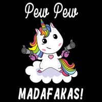 Pew Pew Madafakas Unicorn with Pistols Fantasy Cropped Pullover Crew