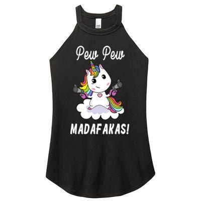 Pew Pew Madafakas Unicorn with Pistols Fantasy Women's Perfect Tri Rocker Tank