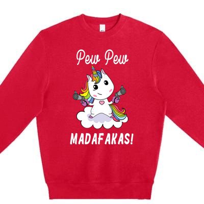 Pew Pew Madafakas Unicorn with Pistols Fantasy Premium Crewneck Sweatshirt