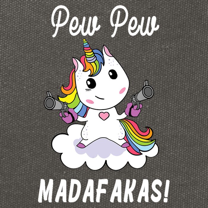 Pew Pew Madafakas Unicorn with Pistols Fantasy Cotton Canvas Backpack