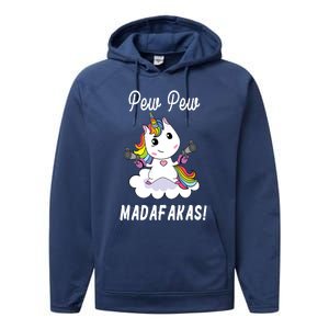 Pew Pew Madafakas Unicorn with Pistols Fantasy Performance Fleece Hoodie