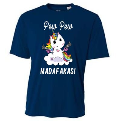 Pew Pew Madafakas Unicorn with Pistols Fantasy Cooling Performance Crew T-Shirt