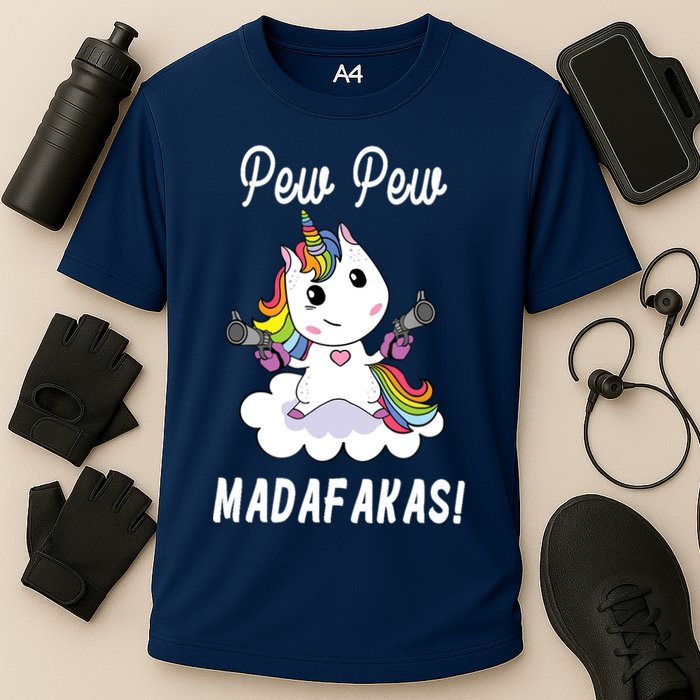 Pew Pew Madafakas Unicorn with Pistols Fantasy Performance Shirt