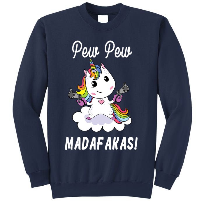 Pew Pew Madafakas Unicorn with Pistols Fantasy Sweatshirt