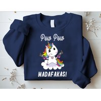 Pew Pew Madafakas Unicorn with Pistols Fantasy Sweatshirt