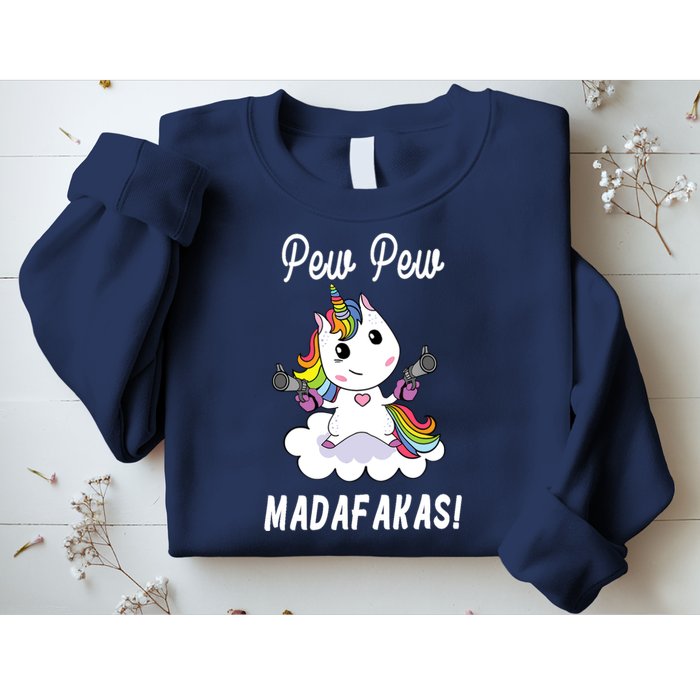 Pew Pew Madafakas Unicorn with Pistols Fantasy Sweatshirt